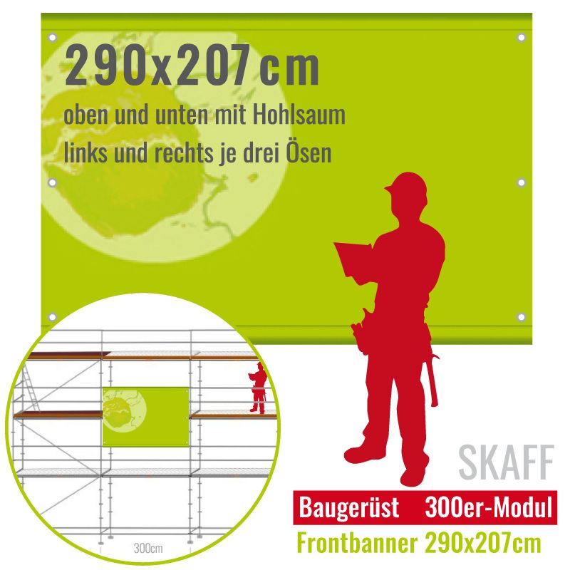 Baugerüstbanner Frontlit mit Hohlsaum